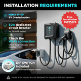 EVIQO NACS Level 2 EV Charger, 40A (9.6kW), 240V, NEMA 14-50 Plug In, for Tesla EVs