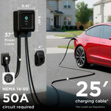 EVIQO NACS Level 2 EV Charger, 40A (9.6kW), 240V, NEMA 14-50 Plug In, for Tesla EVs